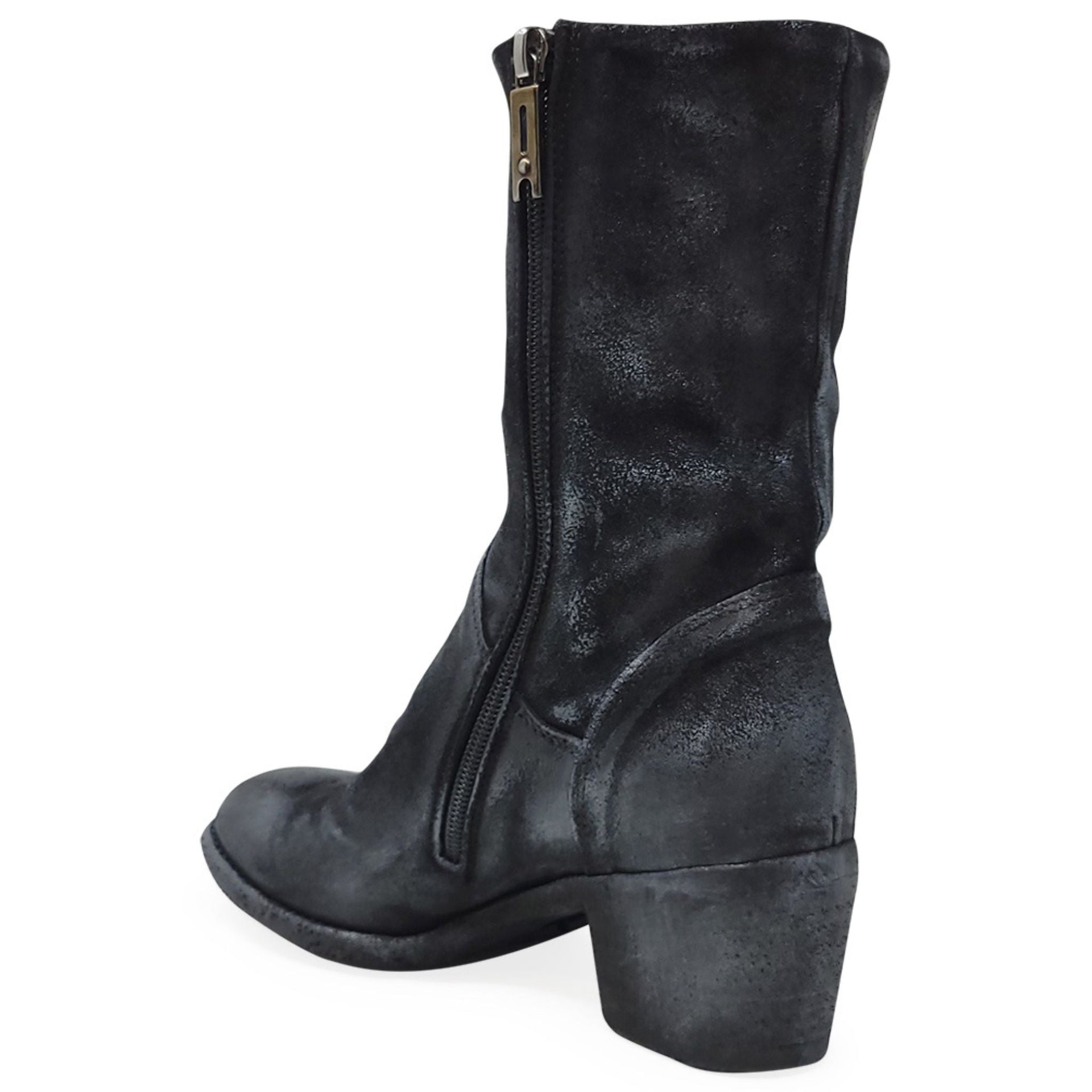 Silver Suede Metallic Mid Calf Boot