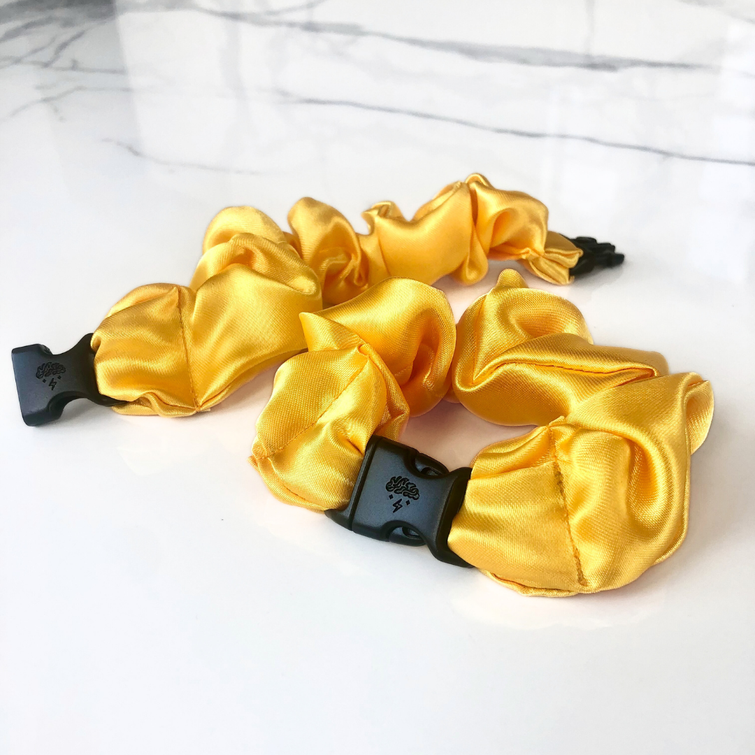 Multi-Colored Satin Buckle Scrunchies - No Snag or Tangle Hair Ties