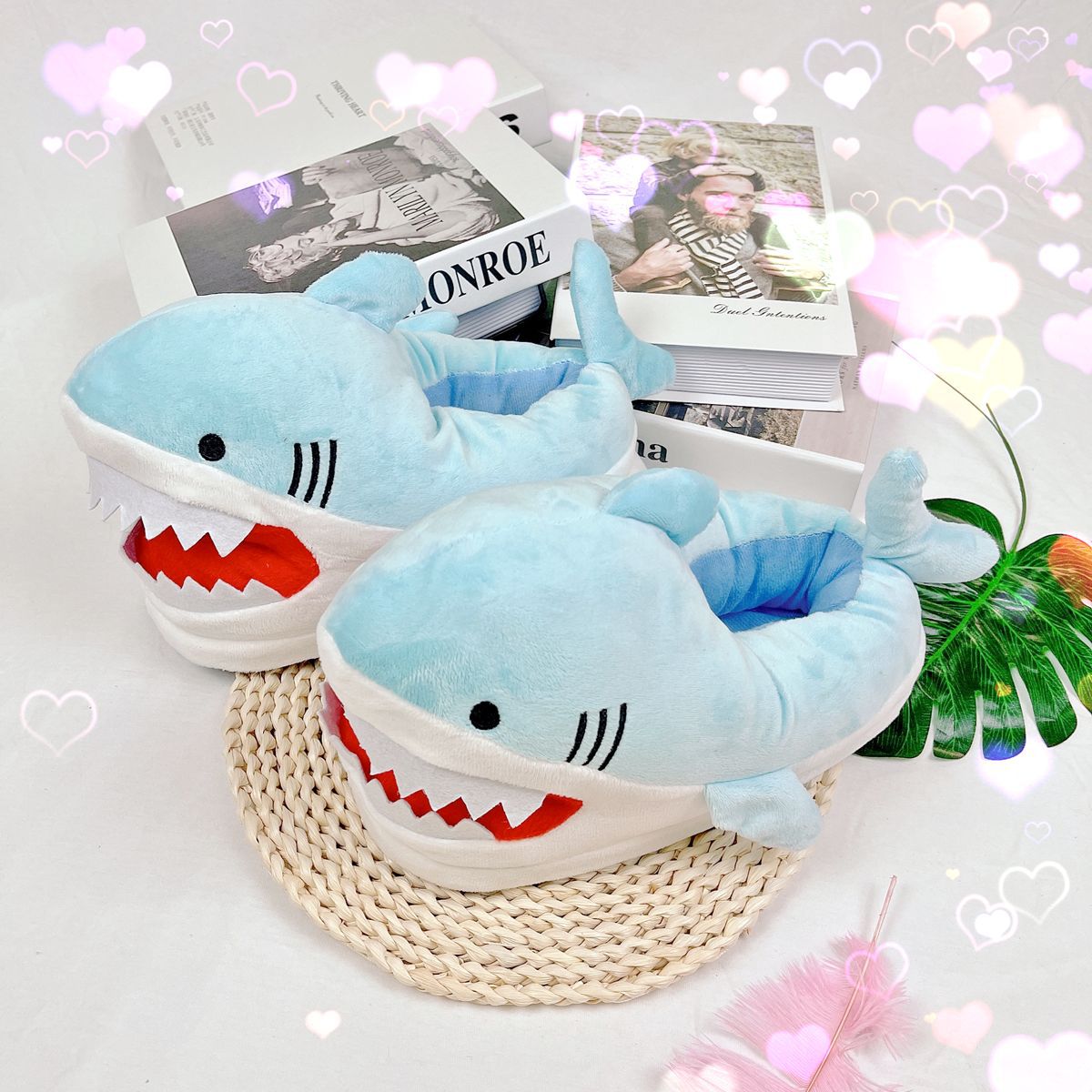 Women's Plush Shark Slippers - Cute Cartoon Winter Indoor Shoes