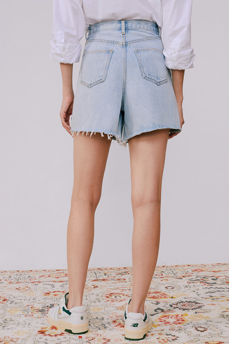 Rainbow Pleat Skort - High-Rise Denim