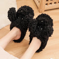 Stevvex plush faux fur winter slippers for men and women with anti-skid sole