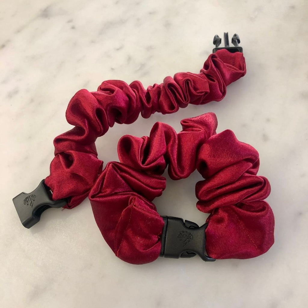 Cherry Red Hair Scrunchie with Easy-Release Buckle Closure