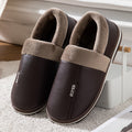 Waterproof Faux Leather Memory Foam Slippers with Plush Warm Lining