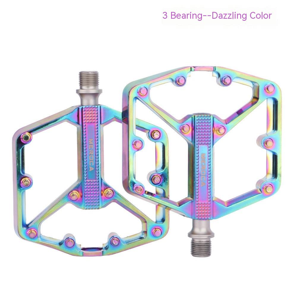 MEROCA iridescent and black aluminum alloy non-slip flat platform bike pedals