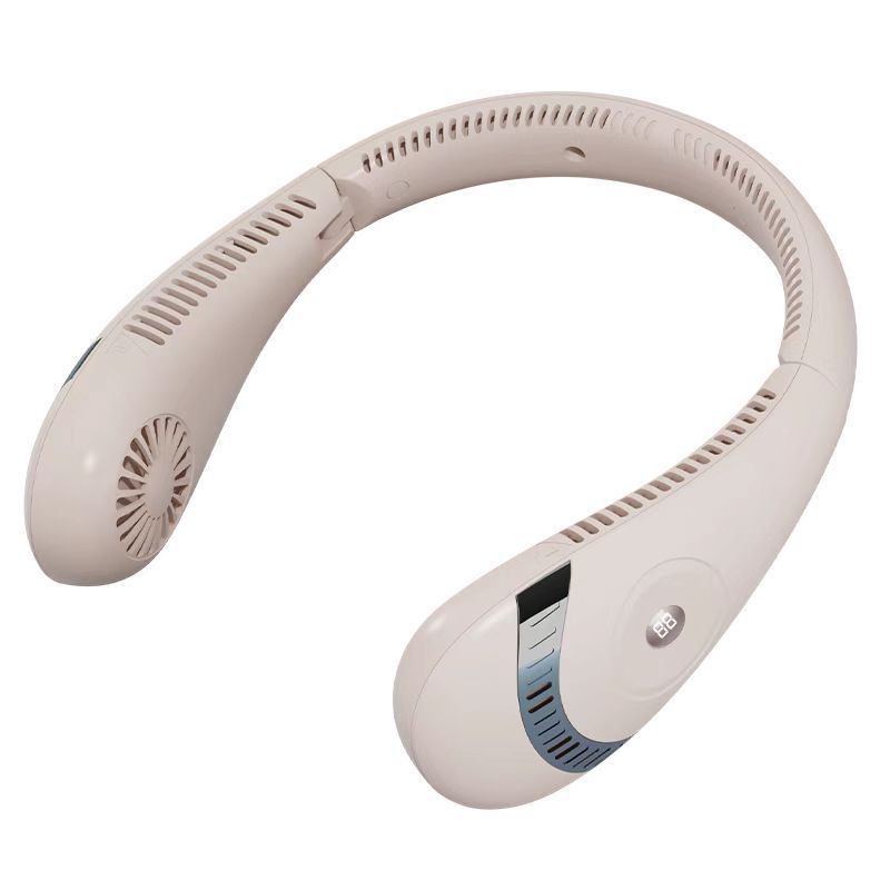 Leafless Portable Hanging Neck Fan with LED Display and 5 Speeds