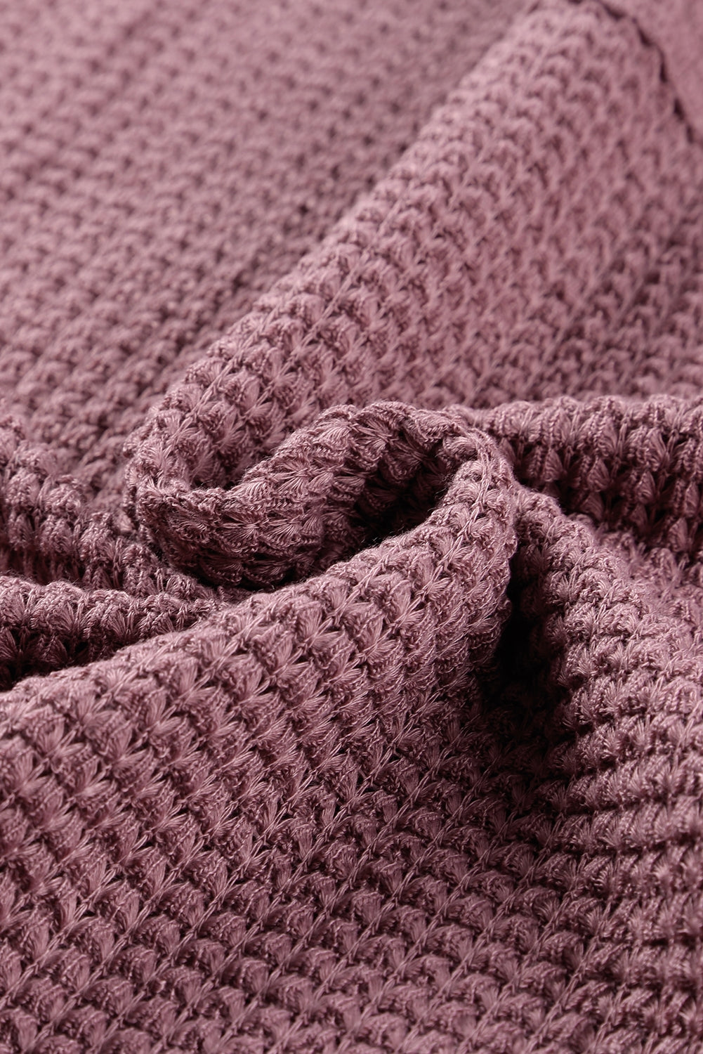Solid Waffle Knit Long Sleeve Top