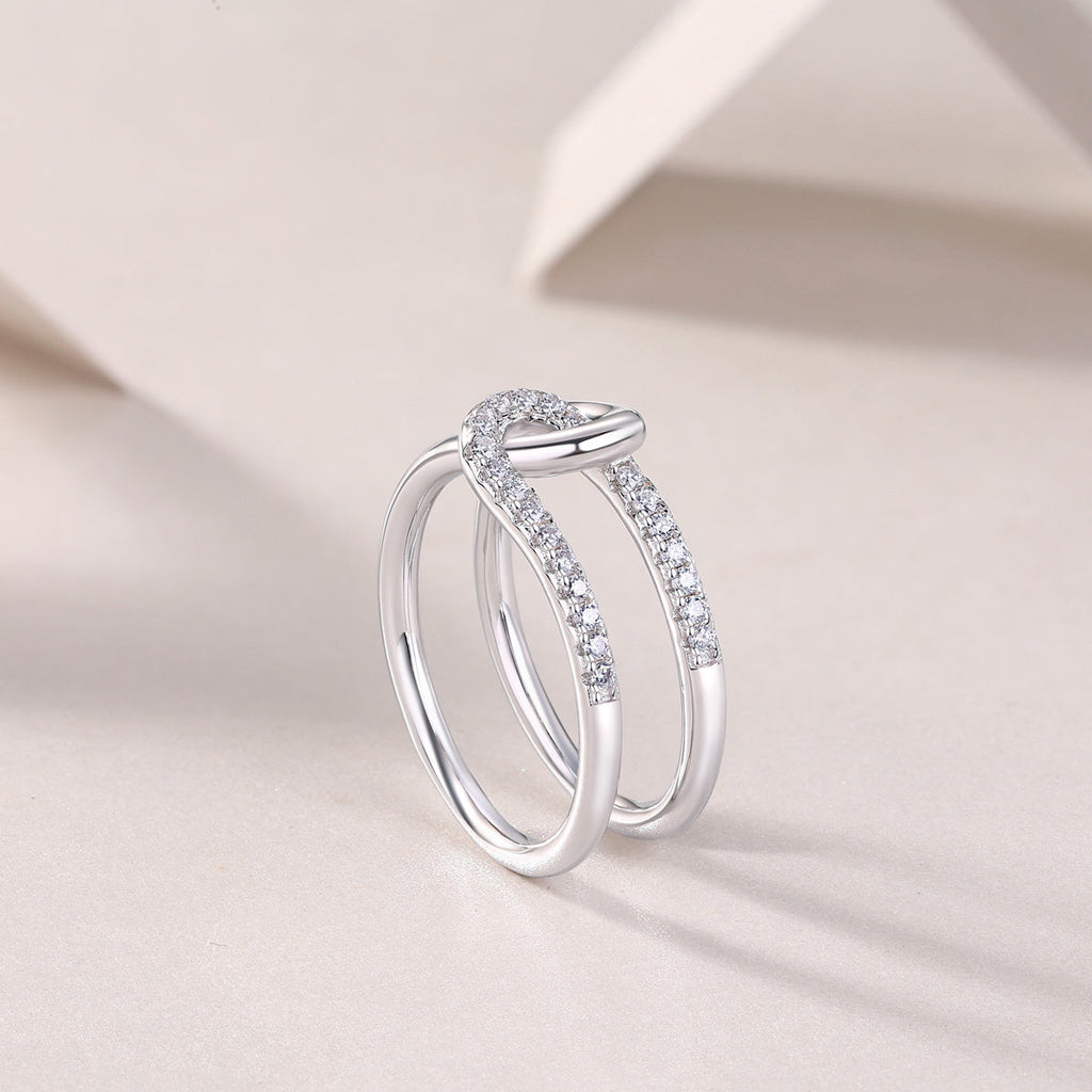 S925 Silver 3.7g Platinum Plated Moissanite Ring, 22pcs D VVS1 Interlocking Band, GRA Certified US 5-9