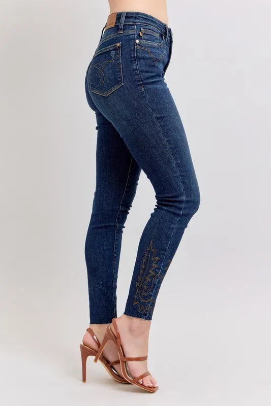 Judy Blue Embroidered High Rise Skinny Jeans | Cotton Blend