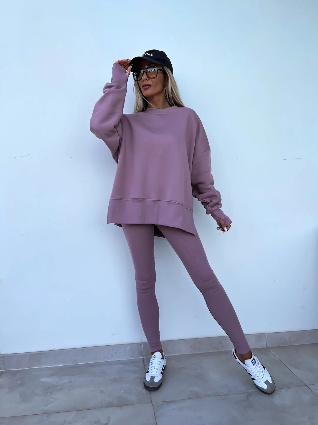 Women's Oversized Fleece Sweatshirt & Leggings Set