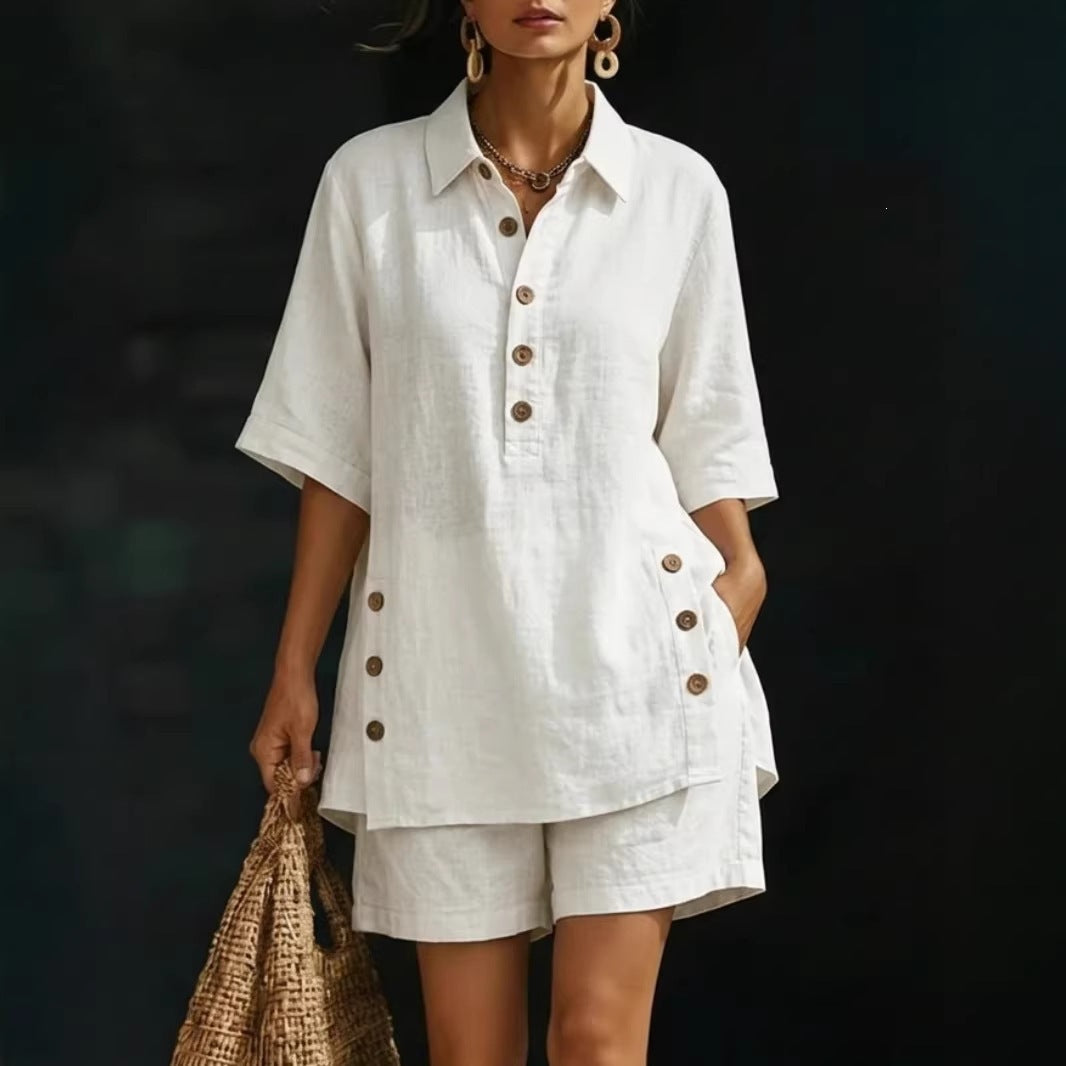 Short-Sleeve Button-Down Shirt and Shorts Set - Image 4