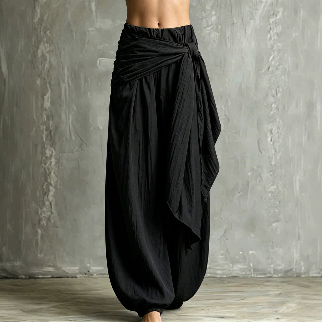 Women's High-Waist Tie-Waist Wide-Leg Pants