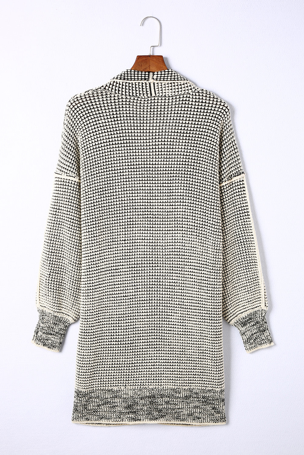 Women's Plaid Textured Knit Open Front Cardigan