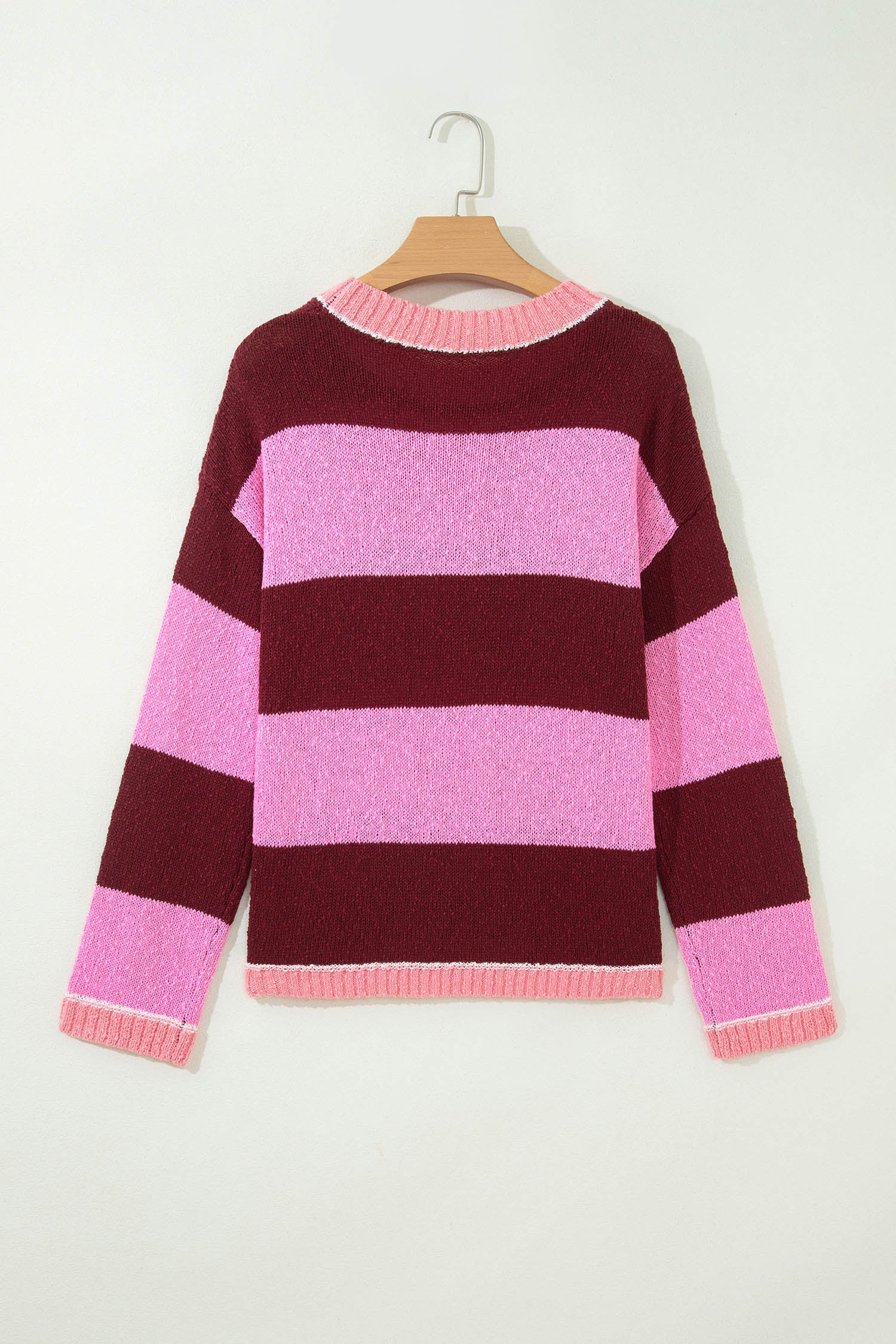 Stripe Drop Shoulder Long Sleeve Knit Pullover Sweater