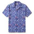 Men's 100% cotton Hawaiian shirt featuring a Midnight Garden nighttime floral print with a camp collar.