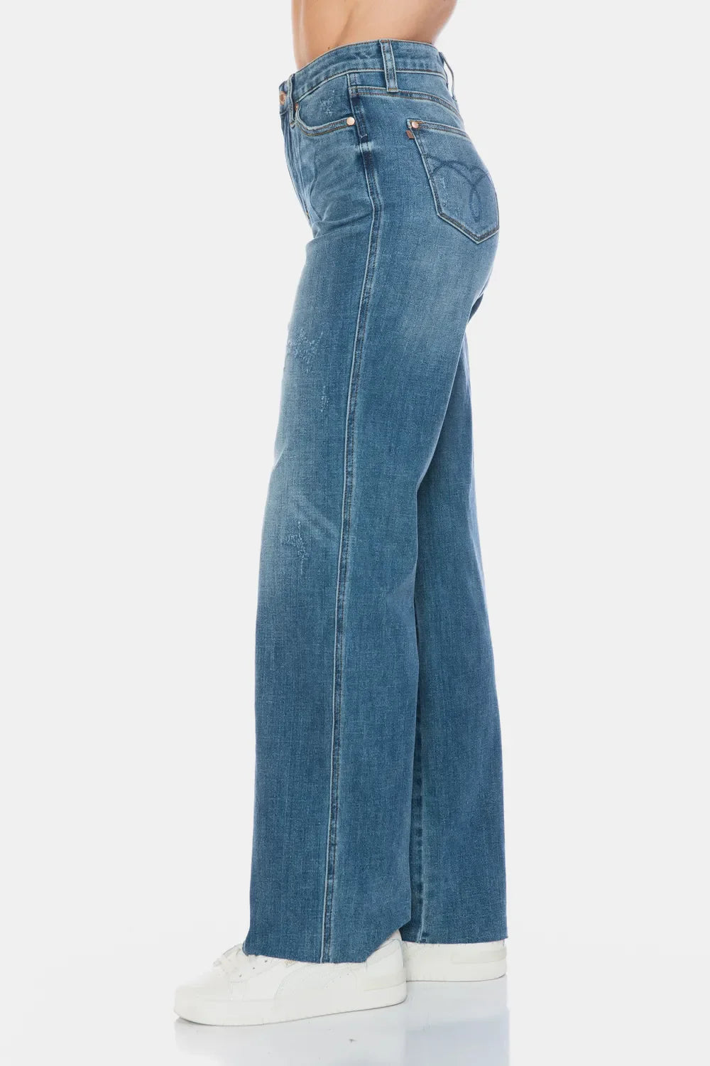 Judy Blue Tummy Control Straight Jeans Raw Hem