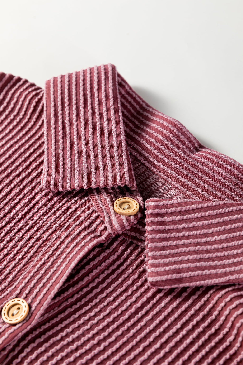 Fiery Red Pink Roll Tab Sleeve Ribbed Shacket | 112