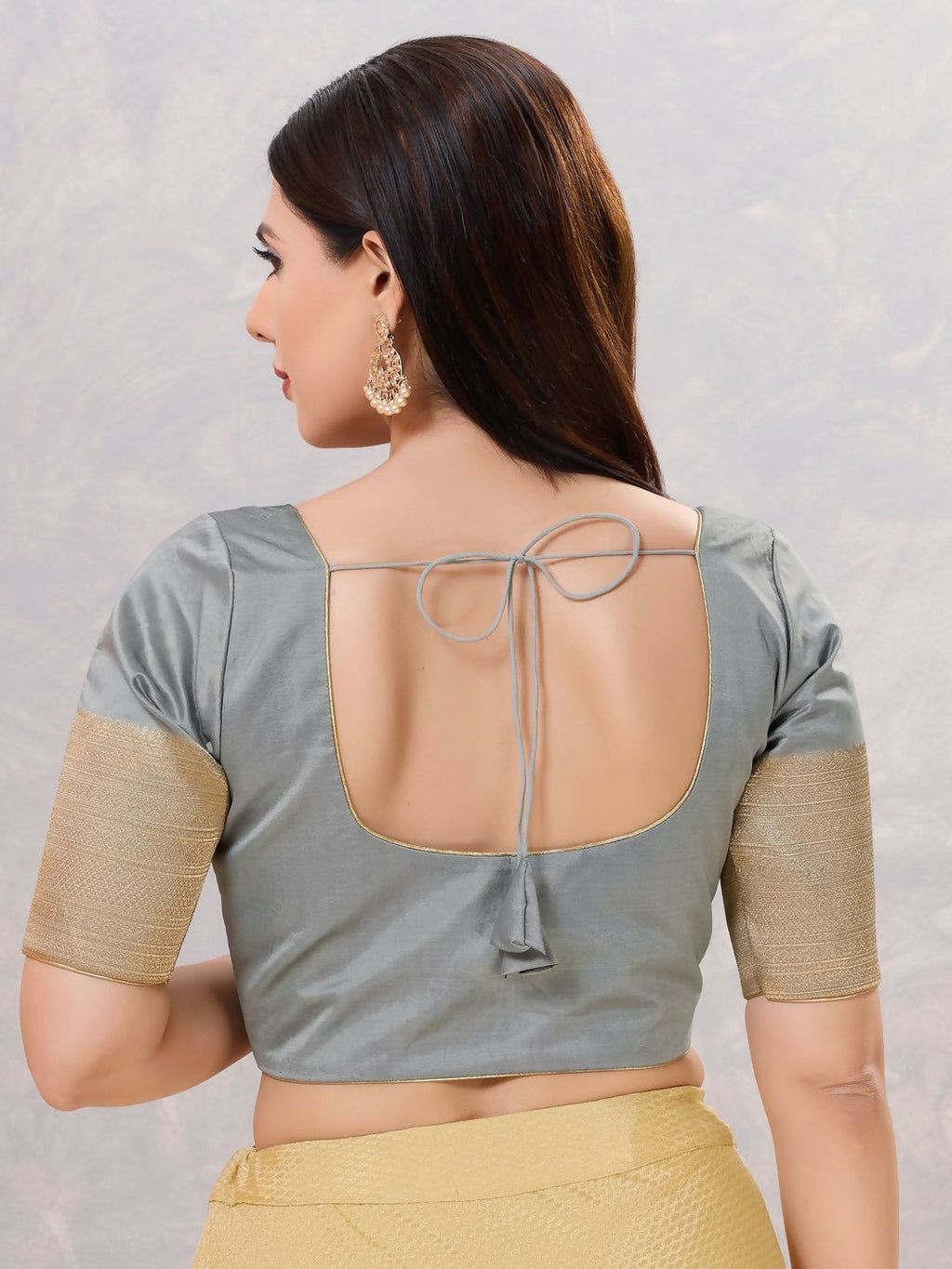 Sophisticated Women's Grey Silk Stitched Blouse