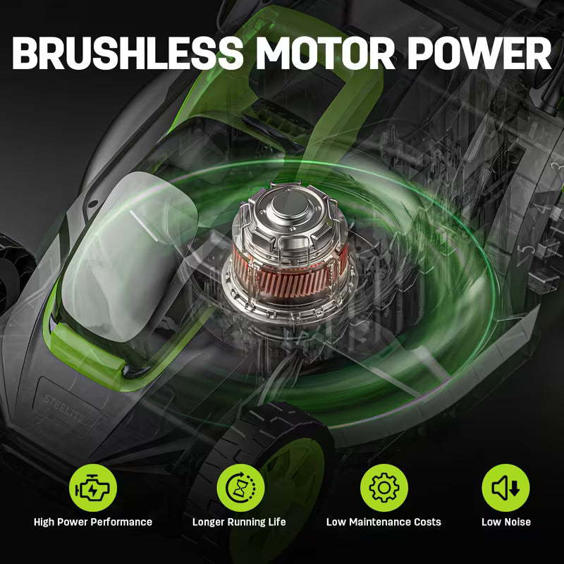 13-Inch 21V Cordless Lawn Mower with Brushless Motor
