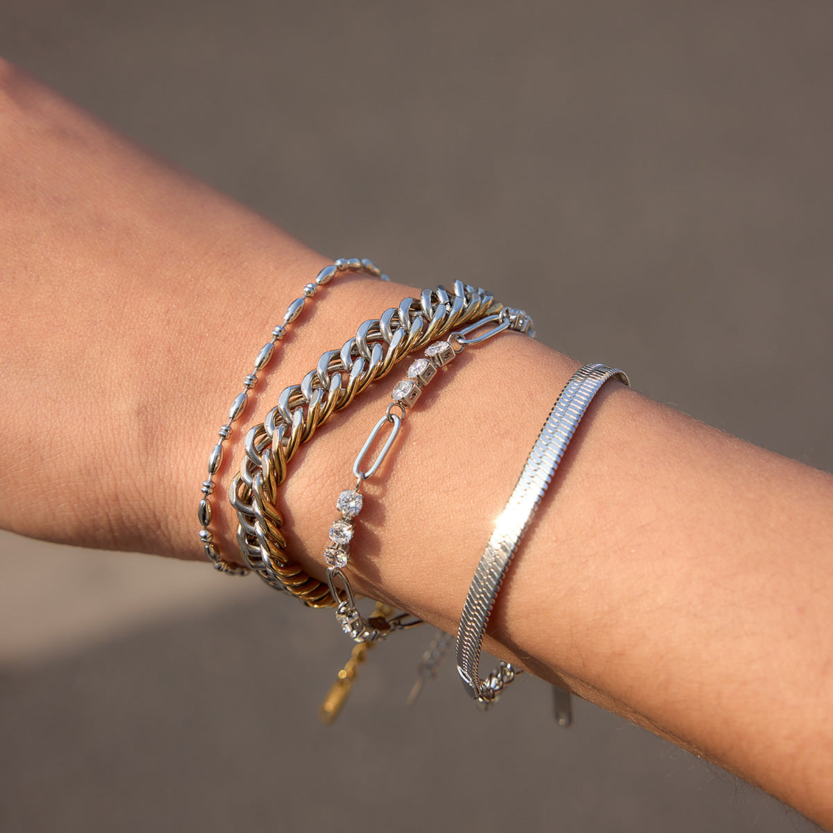 Two-Tone Stainless Steel Cuban Chain Bracelet for Men and Women