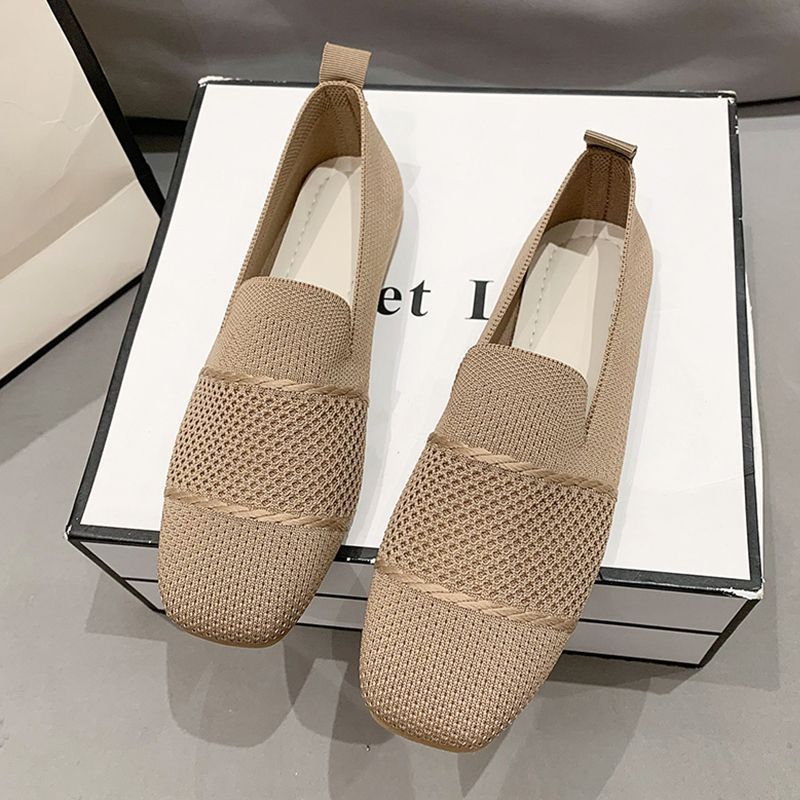 Women's Breathable Flyknit Slip-On Casual Flats Lightweight Shoe