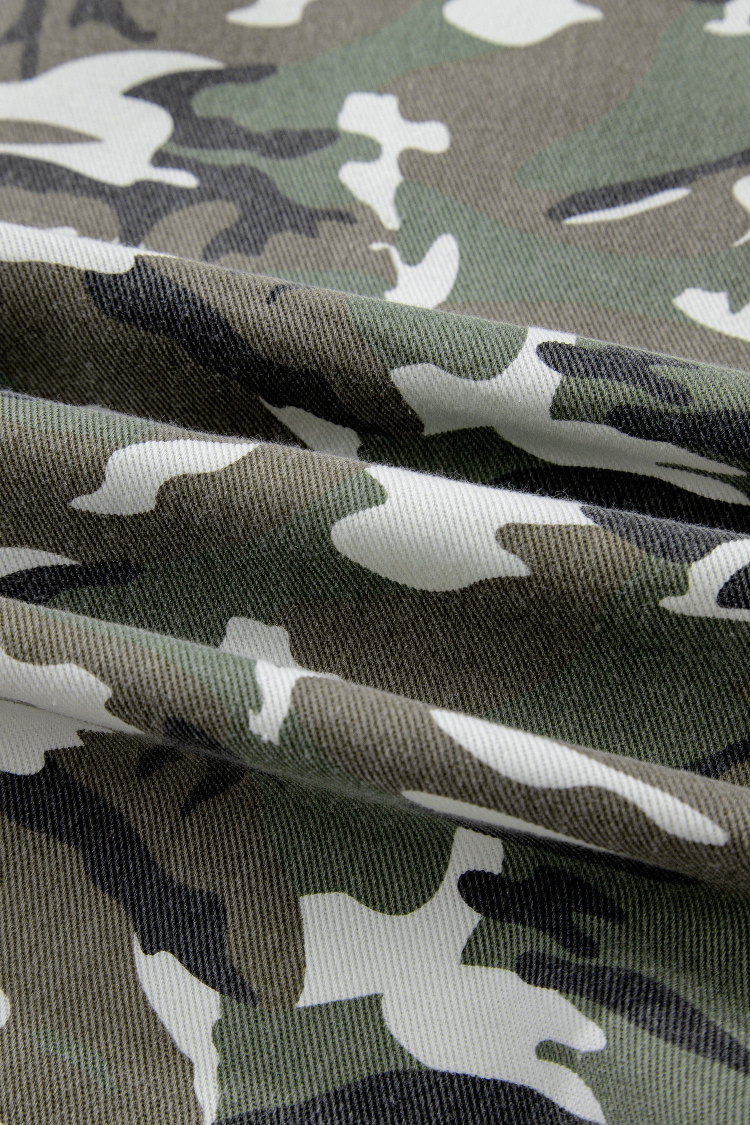 Green Camo Chest Pockets Loose Jean Jacket