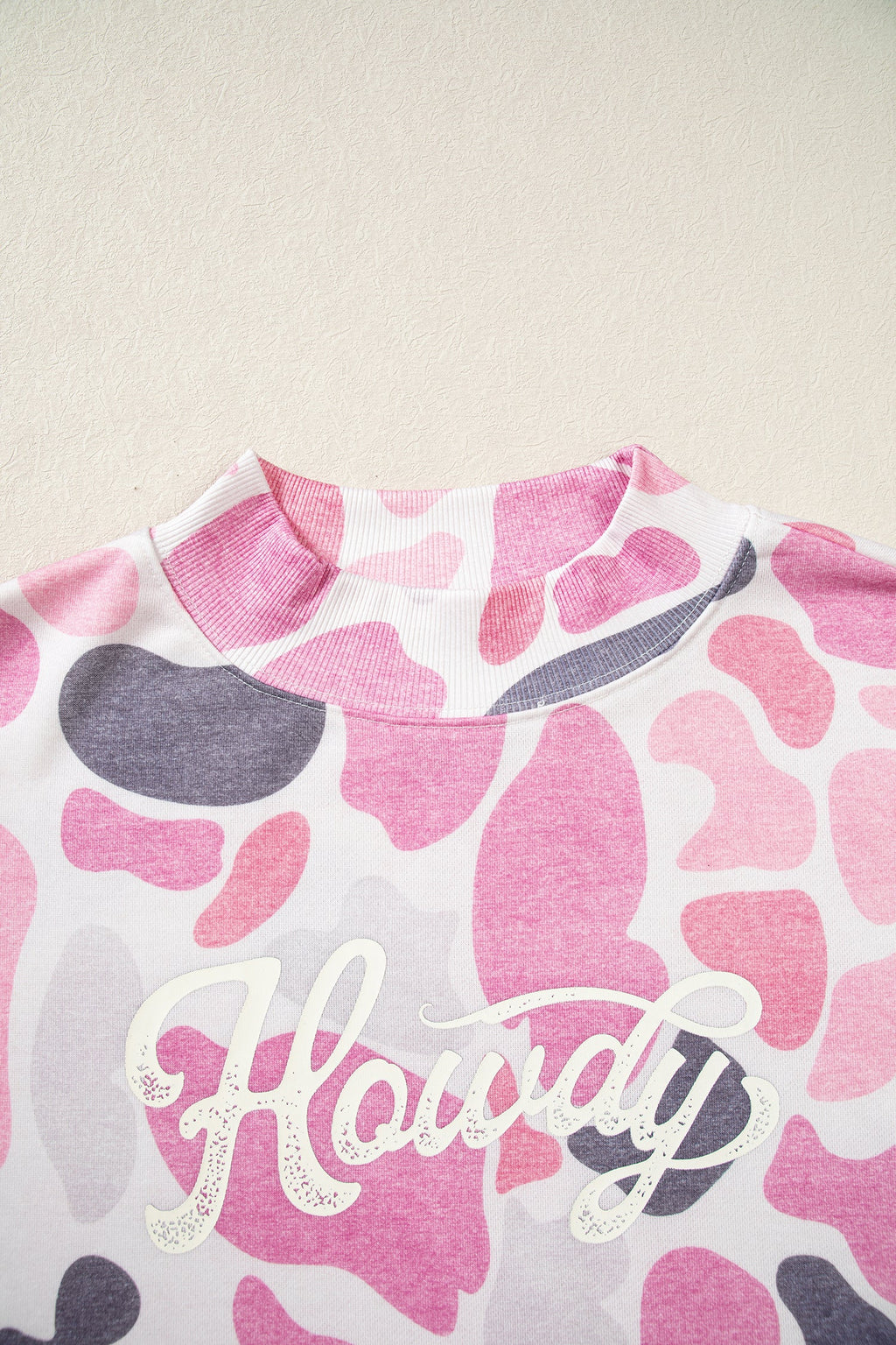 Western Camo Howdy Graphic Mock Neck Sweatshirt