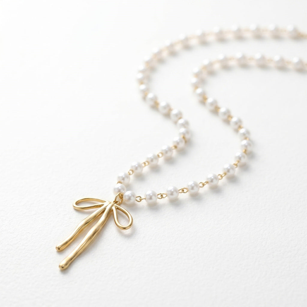 Stainless Steel Gold Pearl Butterfly Clavicle Necklace For Women, Dainty Non Tarnish Elegant Versatile New Lady Neck Jewelry