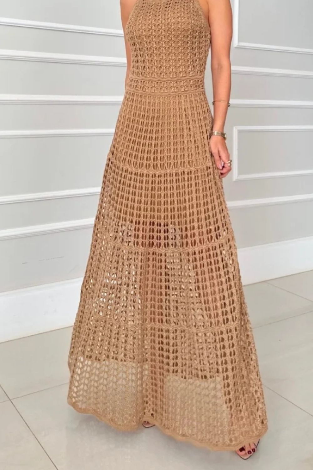 Sleeveless Cutout Maxi Dress Flowy Bohemian Summer Style