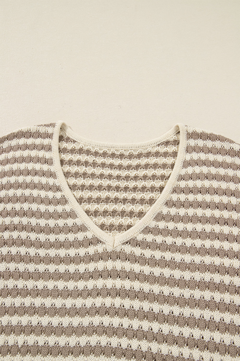 Plus Size Stripe V-Neck Drop Shoulder Sweater