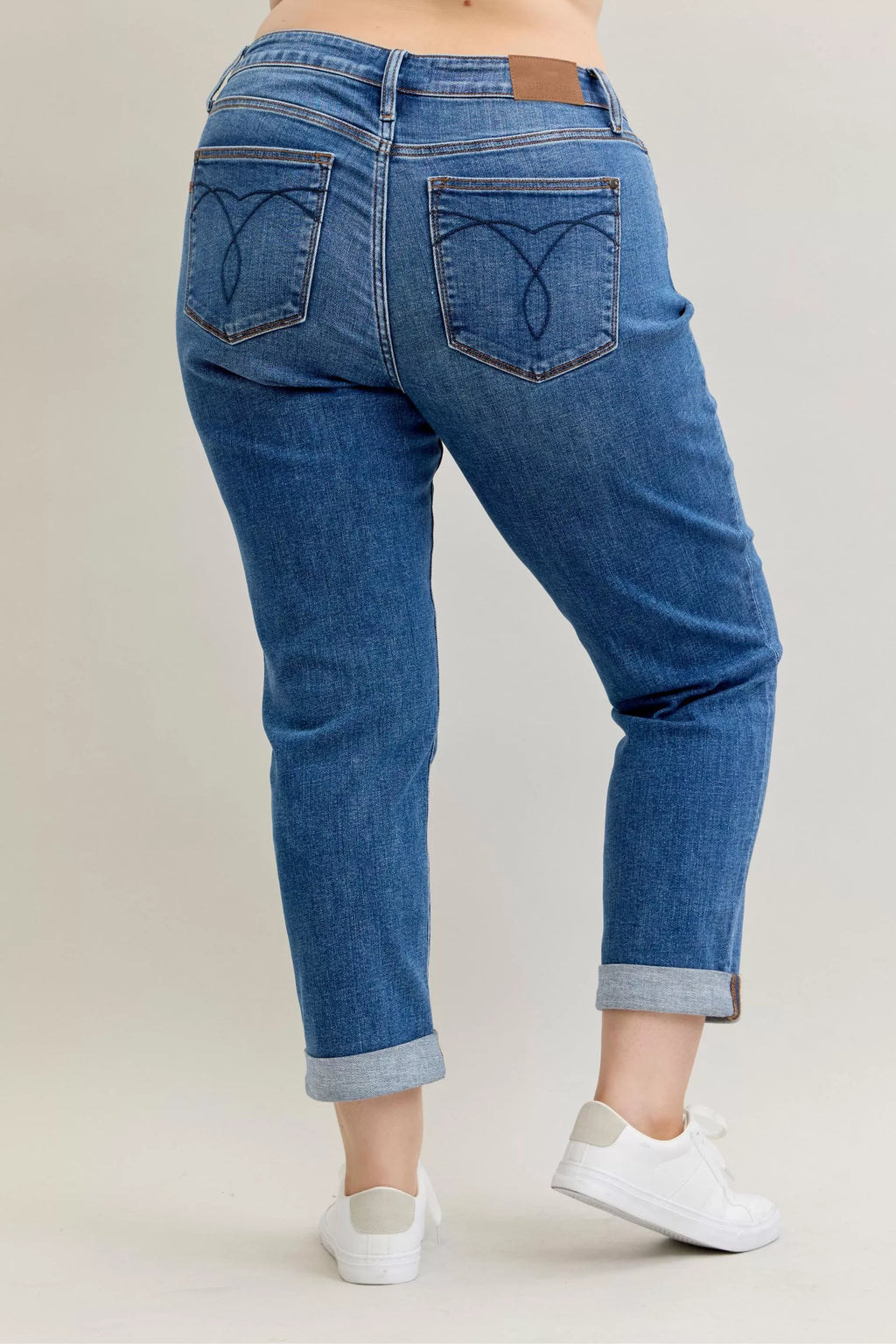Judy Blue Mid Rise Boyfriend Cuffed Jeans | Stretch Denim