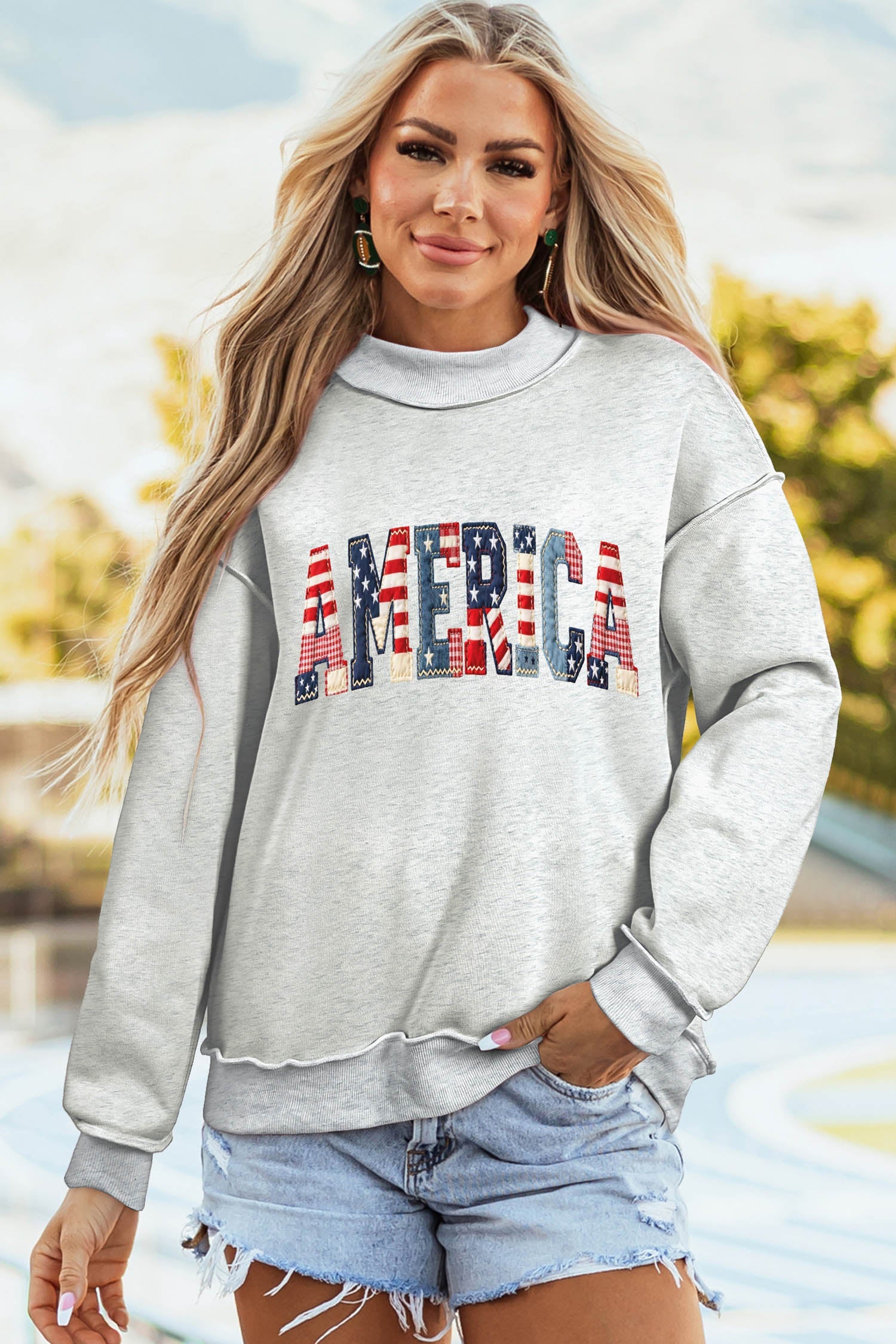 Oakleigh Print Reversible Mock Sweatshirt - White & Grey Tunic