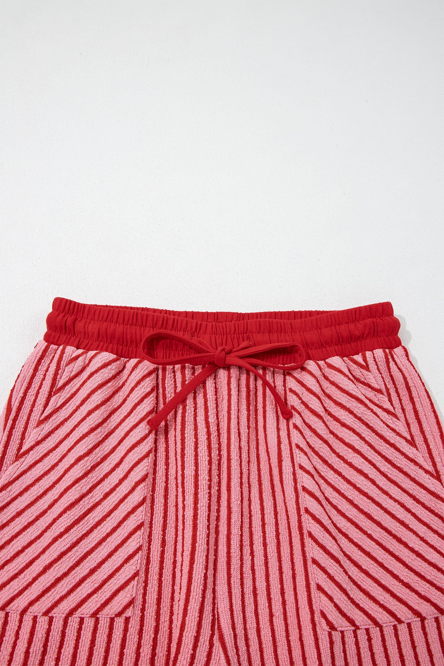 Women's Striped Crew Neck Tee and Drawstring Pants Loungewear Set