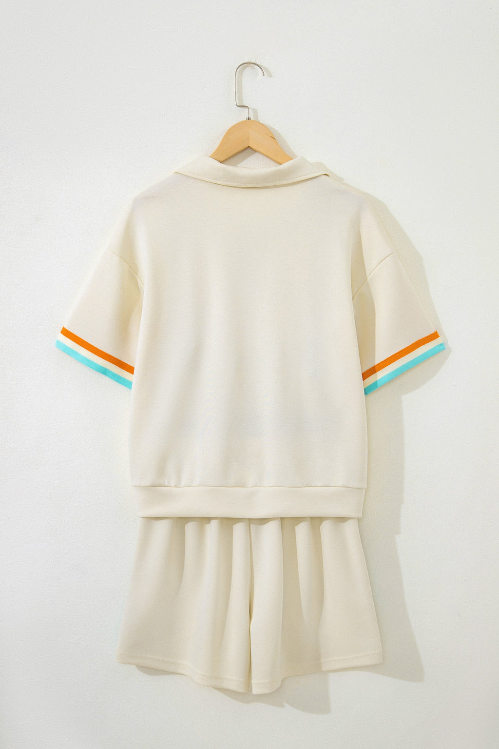 Ocean Half Zip Polo Tee and Shorts Set - Sporty Knit Summer Co-ord