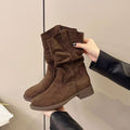 Solid Color Chunky Heel Ankle Boots Women | Versatile Style