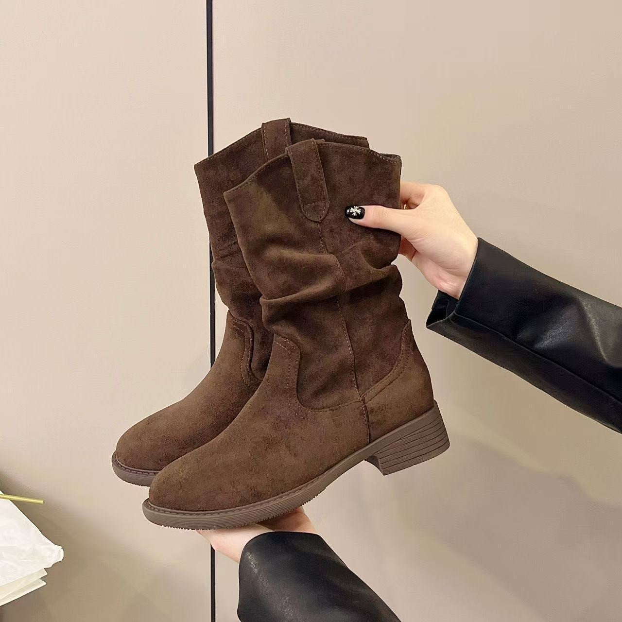 Women's Casual Suede Ankle Boots with Chunky Block Heel - Image 4