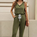 Women's Button Front Tank and Drawstring Pocket Pants Set - Image 6