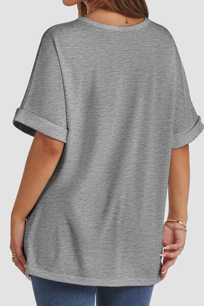 Women's Grey Round Neck Relaxed Fit Half Sleeve Basic T-Shirt - Image 3