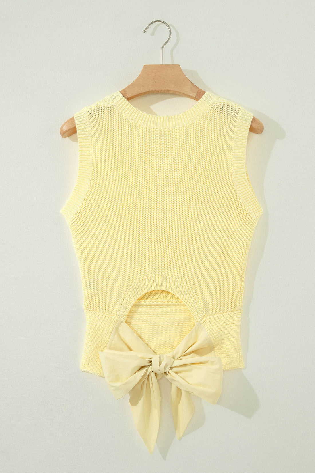 Solid Cropped Tie Back Cutout Knit Tank in Yellow