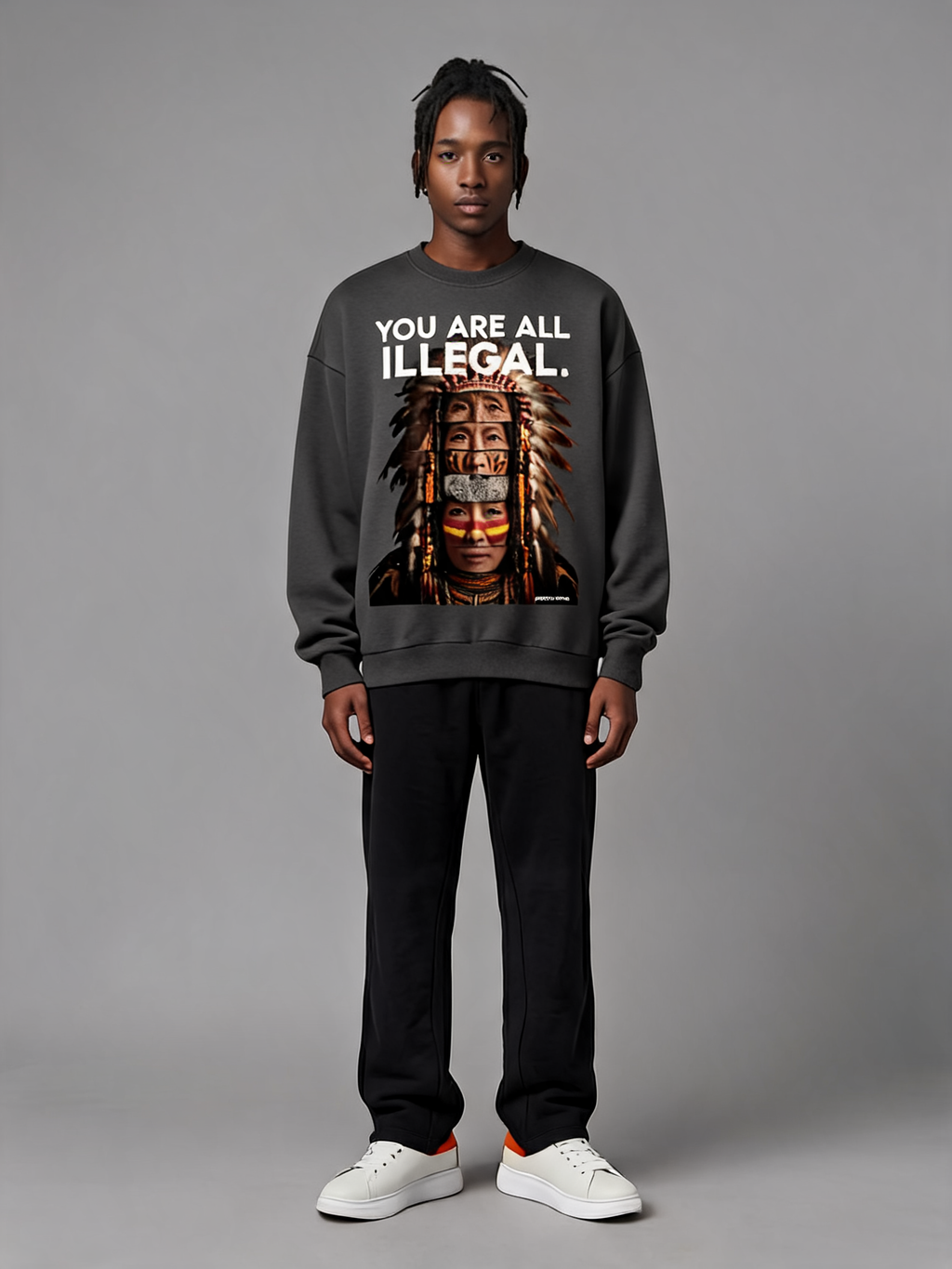 You Are All Illegal Oversized Graphic Sweatshirt in Cotton