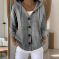 Women’s Button-Down Hoodie Cardigan Sweater Coat - Relaxed Knit