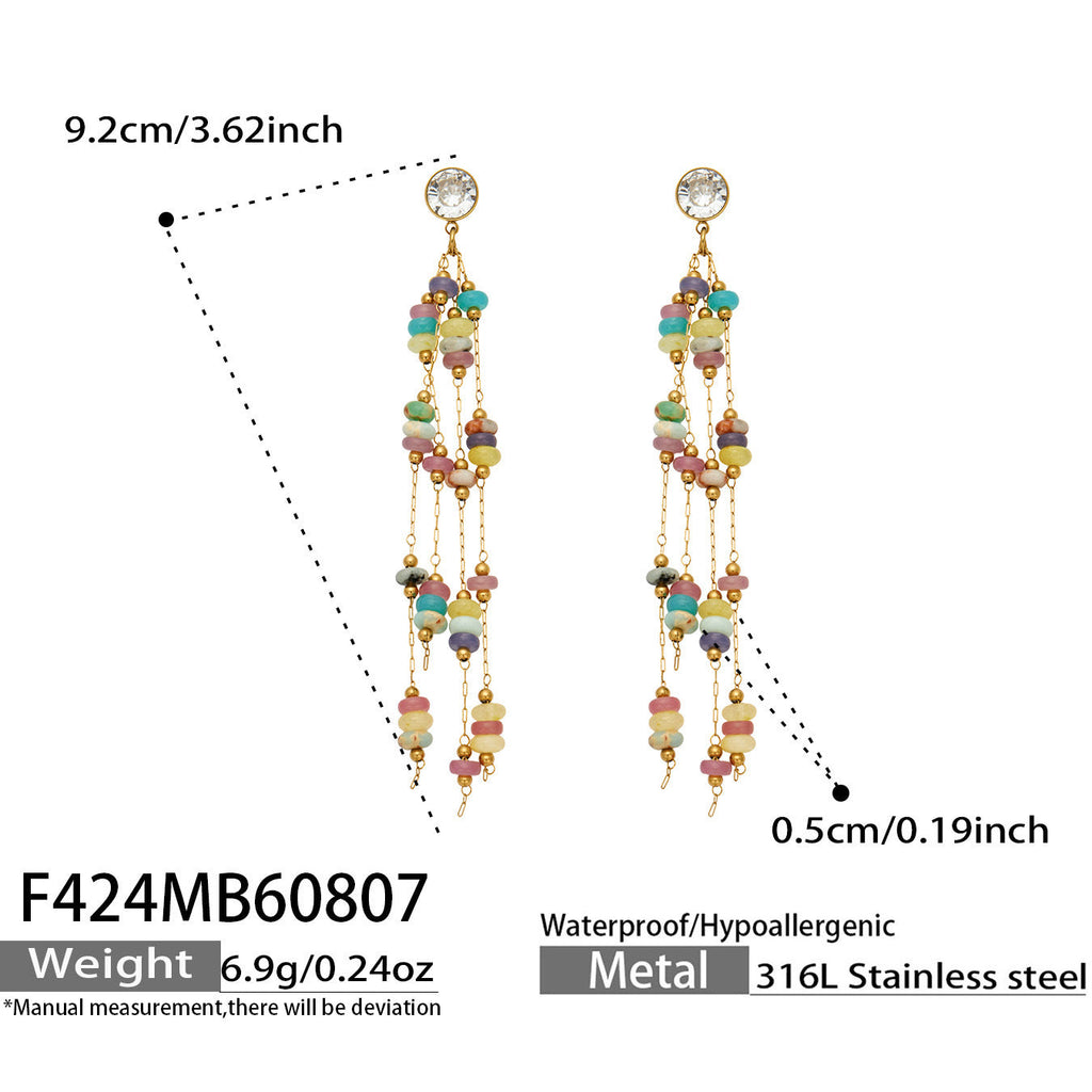 Geometric Natural Crystal Zircon Earrings 18K Gold Plated Titanium Steel Fashion Women Ear Jewelry For Daily Dating Party Occasions