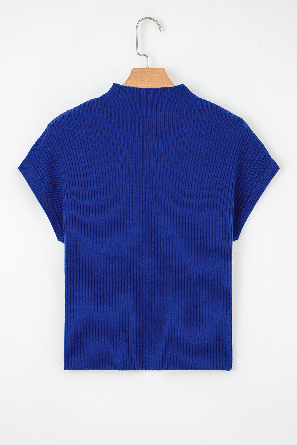 Solid Ribbed Knit Patch Pocket Short Sleeve Top