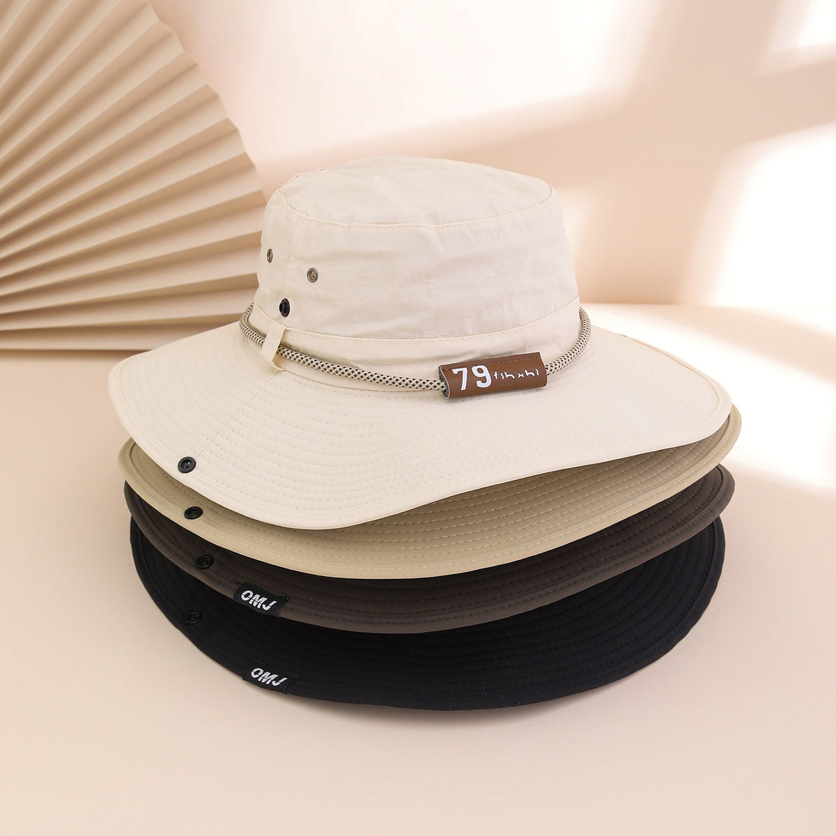 Leather Brim Letter Pattern Fisherman Hat