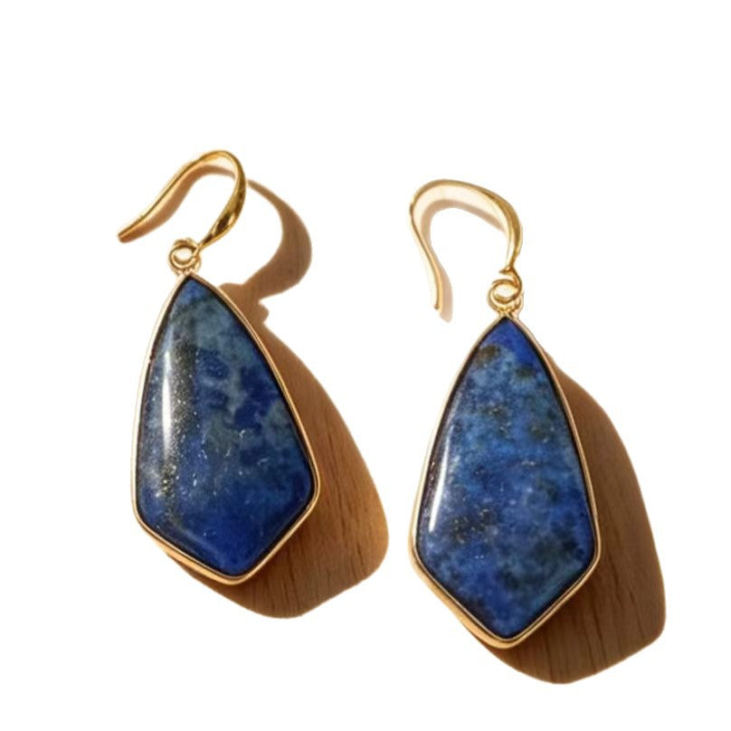 Natural Stone Drop With Edging Irregular-shaped Stone Earrings
