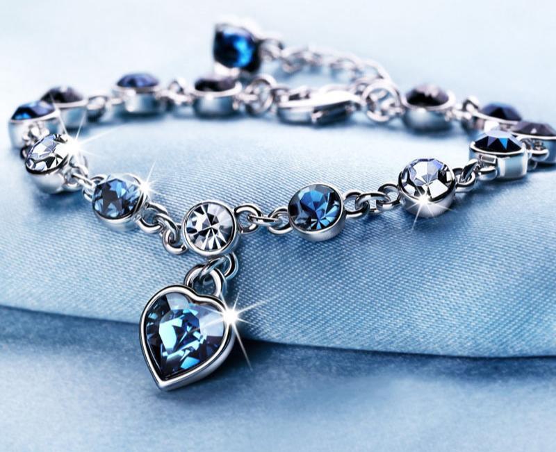 Luxury 925 Sterling Silver bracelet with blue sapphire and tanzanite stones