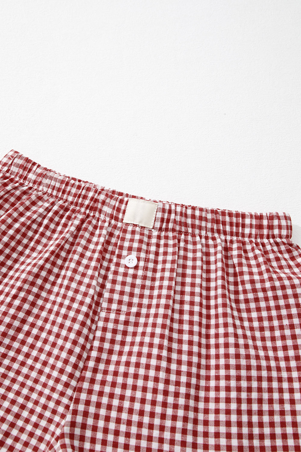 Red Plaid Gingham High Waist Shorts | Cotton Print