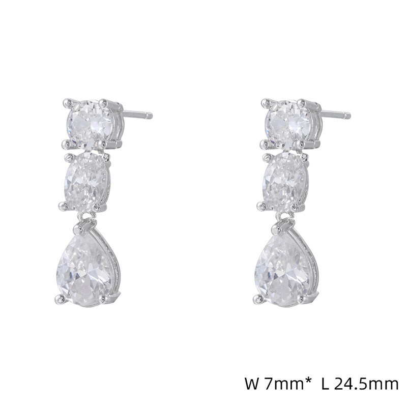 French-Style Teardrop Crystal Earrings, Modern Geometric Jewelry