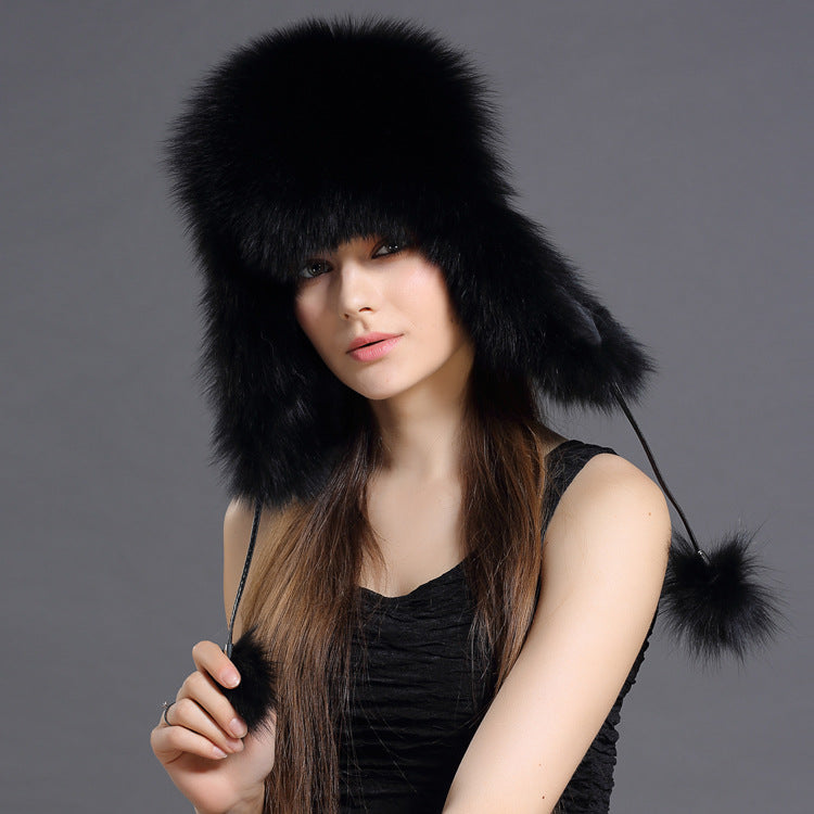 Women’s Plush Faux Fox Fur Lei Feng Hat Winter Ear Warmers - Image 3