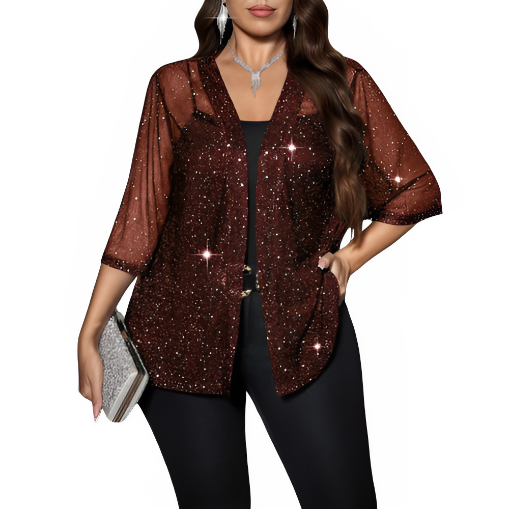 Plus Size Sparkling Star Dot Blazer Jacket