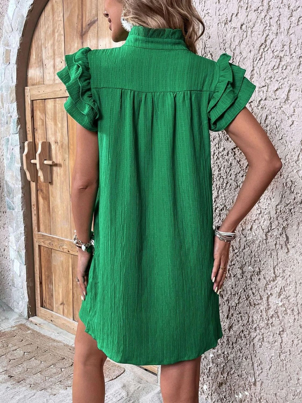 Ruffled Cap Sleeve Mini Dress Flowy Summer Resort Wear